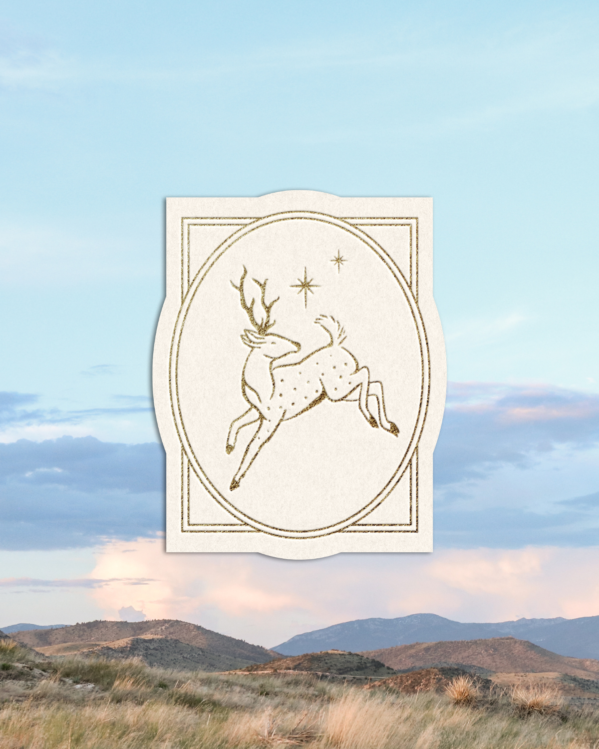 "The Full Program" workbook logo with whimsical deer over soft mountain sunset sky, connecting transformational workbooks to spiritual self-discovery
